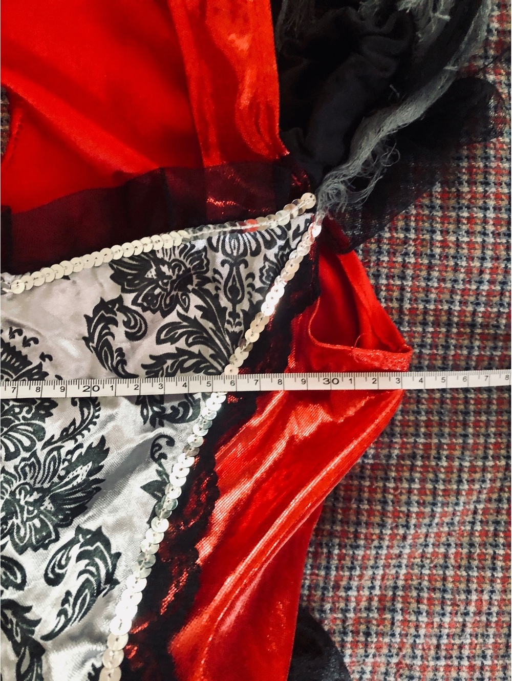 Vampire Gothic Queen Costume Kids Girl L (10-12) Red Black Halloween Cosplay - Picture 7 of 8